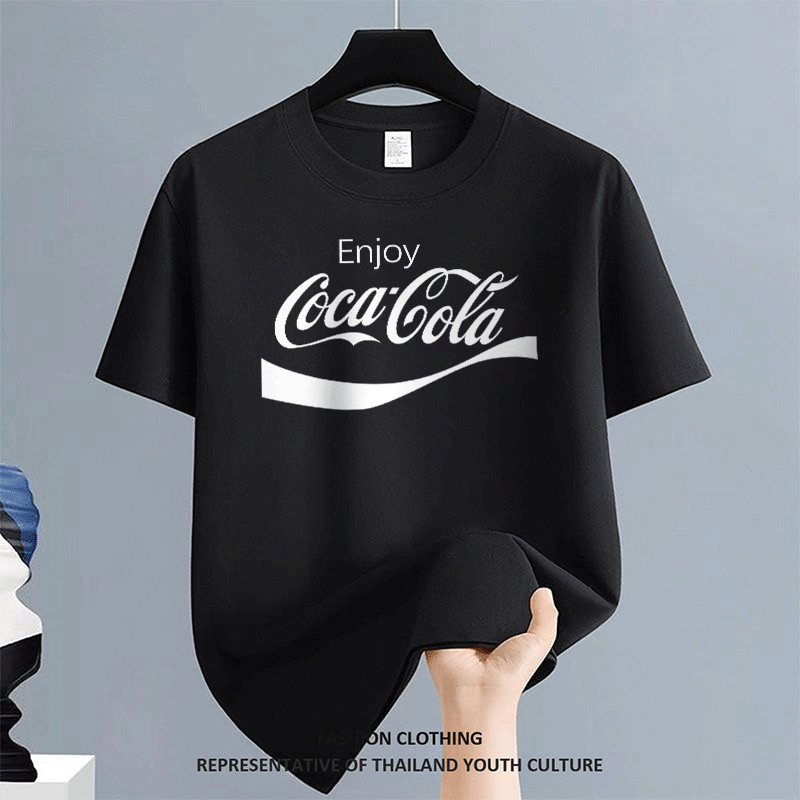 [COD] ผู้ชาย NEW CASUAL สีดําแขนสั้น สตรีทแฟชั่น สีขาว-ดำ เสื้อยืดผู้ชาย เสื้อยืด COOL OVERSIZE คอกลม ลายการ์ตูน FASHION