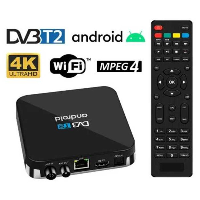 ▥ OTT 4K 9.0 OS Android TV Set Top Box Dvb-T2 ดาวเทียมทีวี 4Gb 32Gb DVB T2 ตัวรับสัญญาณ H.265 M