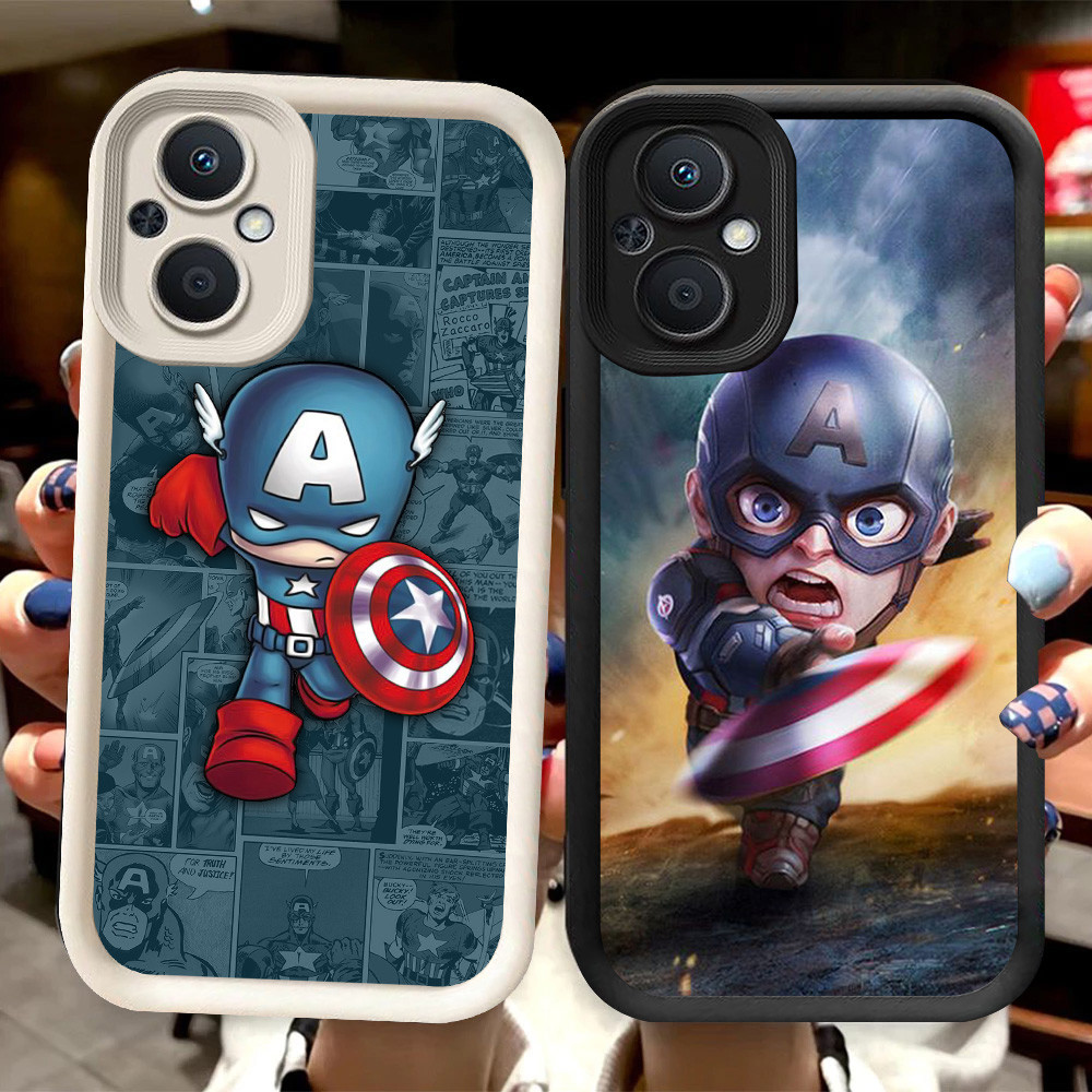 R82 ปลอกกัปตันอเมริกาสําหรับ OPPO Reno 8Z 7 7Z 8 Lite 5G สีดําและสีขาว