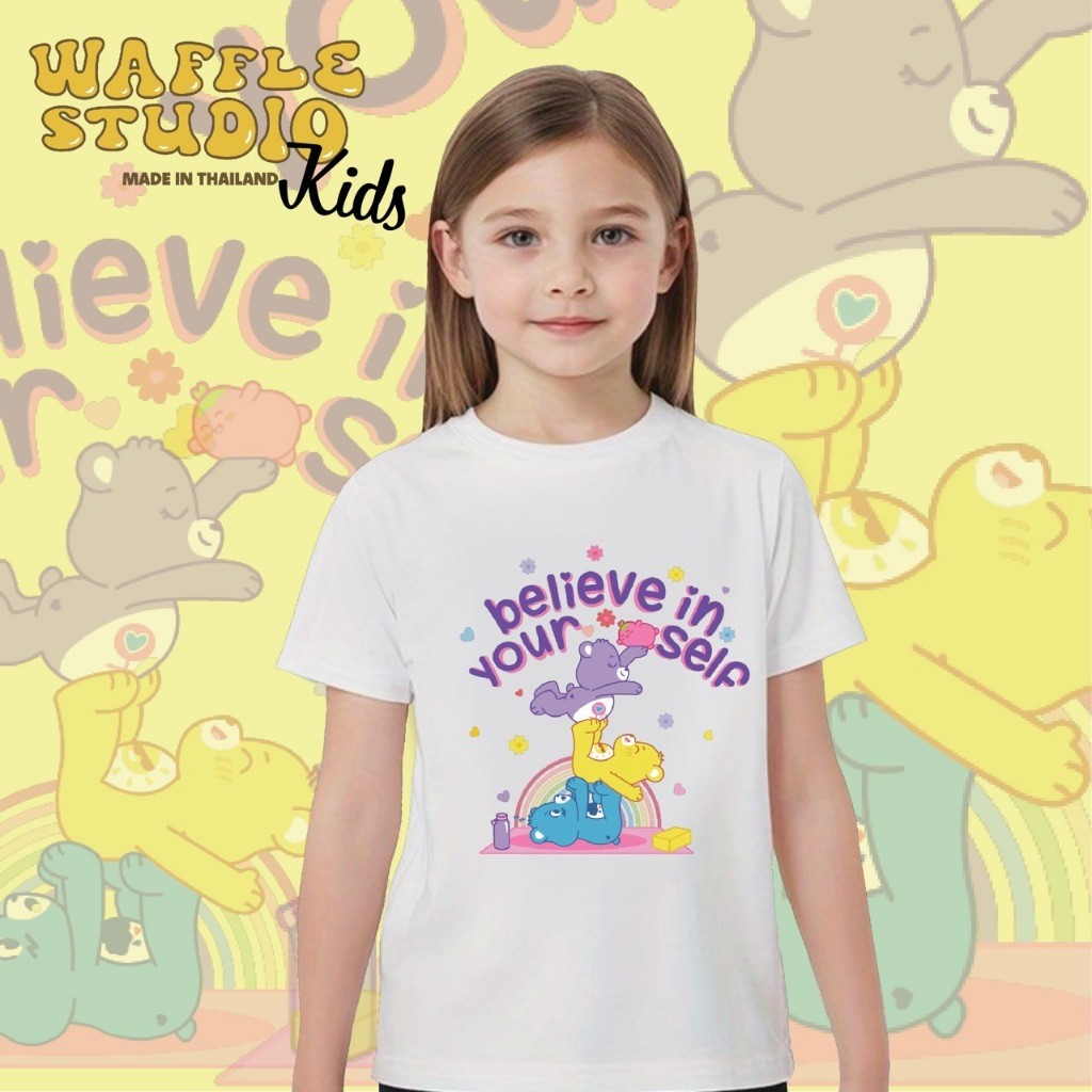 [ ส่งฟรี  ] KD0024 เสื้อเด็ก เสื้อยืดเด็ก เสื้อยืด ผ้า Cotton 100% WAFFLE STUDIO