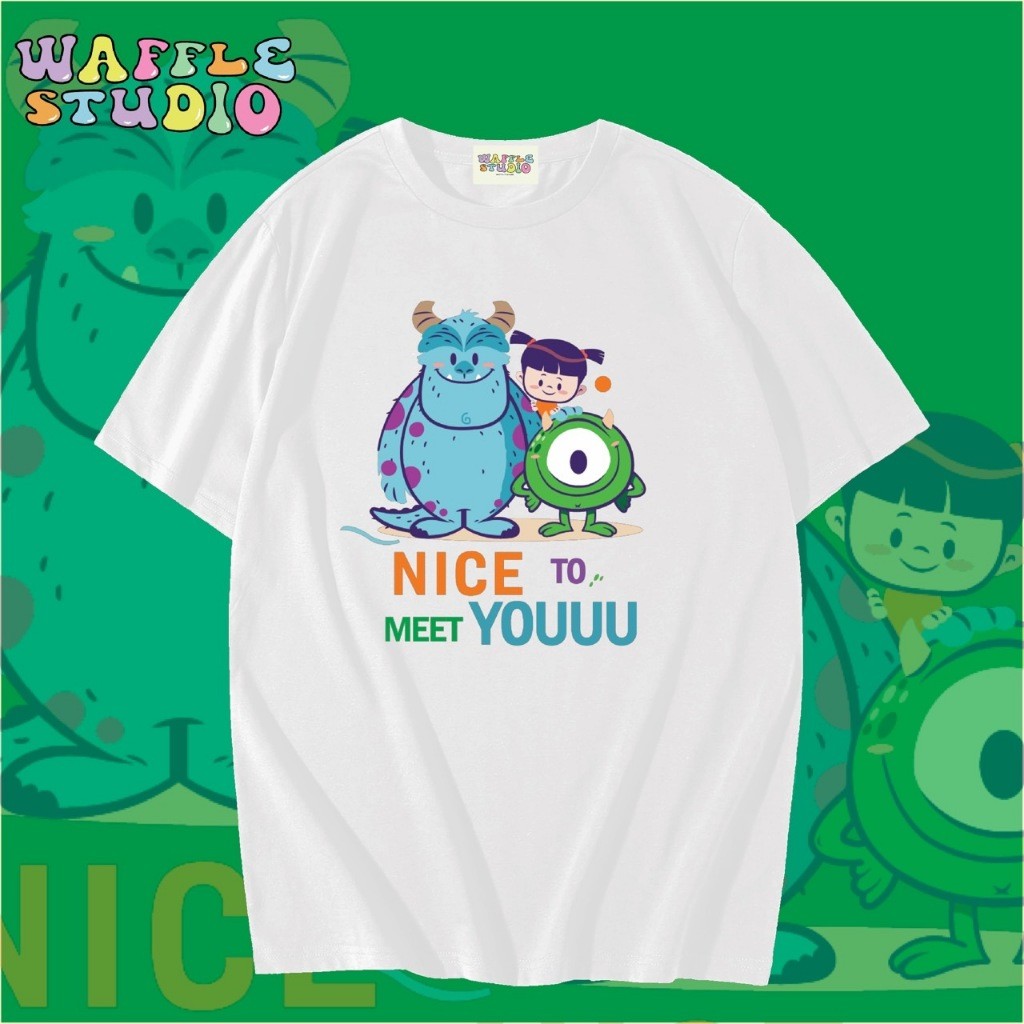 [ ส่งฟรี  ] WS0065 เสื้อยืดโอเวอร์ไซส์ เสื้อยืดเกาหลี ผ้าคอตตอน100% เสื้อยืด Monster Inc WAFFLE STU