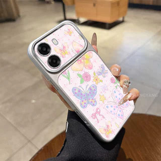 สําหรับ OPPO A6T 4G A6T 5G A6T Pro 4G A6C 4G หน้าต่างขนาดใหญ่ Matte ขั้นสูงเคสโทรศัพท์ความงามผีเสื้อที่มีสีสันและแมวน่ารักออกแบบใหม่รูปแบบ ‌