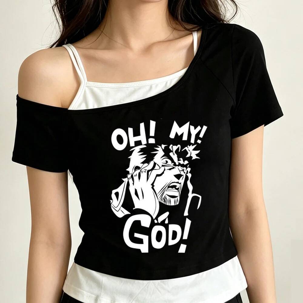 Jojo เสื้อครอปปาร์ตี้หญิง 2000s meme harajuku y2k เสื้อ baddie harajuku emo ราคาถูก jojifuku