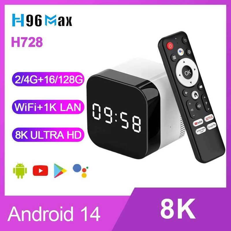 ▥ H96 MAX H728 กล่องทีวีandroid Tvกล่องiptv 8K HDR Android 14 4G 32G 128G 4K @ 60Fps Wifi6 1000