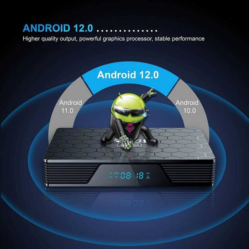 ▥ X98h Proกล่องทีวีandroid 12.0 6K Ultra HD 2.4G/5G Wifi6 4Gb 64Gb Allwinner H618 Quad Core A53