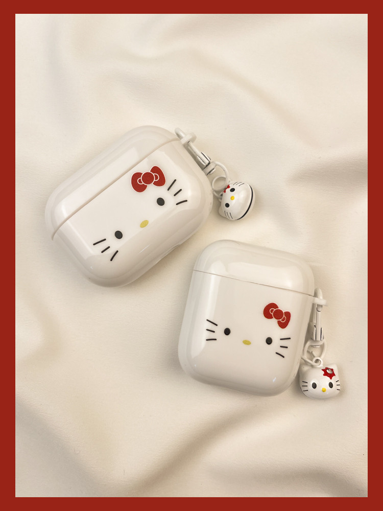 ** จัดส่งทันที ins การ์ตูนโบว์ kt Cat airpods เคสป้องกัน airpod3 เหมาะสําหรับ pro เคสหูฟังรุ่นที่สอง