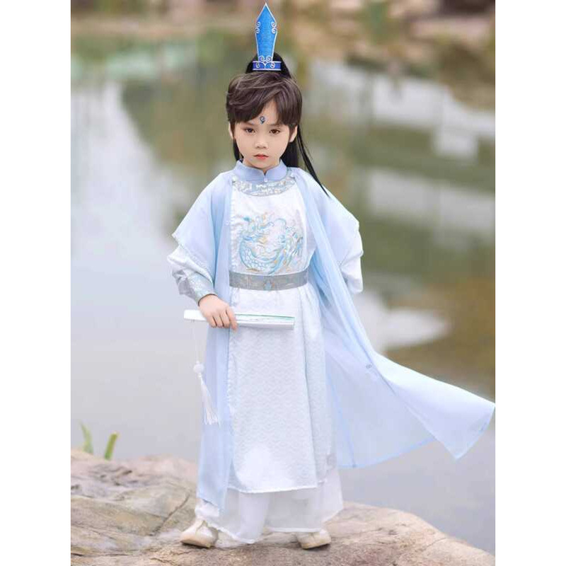 ชุดHanfu Ao Bing Nezhaสำหรับเด็กผู้ชาย ชุดcosplay จากอนิเมะ Nezha เหมาะสมสำหรับฤดูใบไม้ผลิ