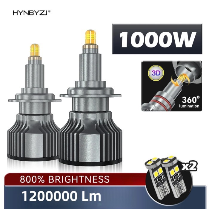 HYNBYZJ H7 LED Headlight Bulb 1000W 6000K 6 Side CSP Chip For LED Car Headlamp Auto Diode 360 Turbo