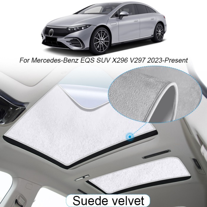 Car Suede Fabric Electrostatic Adsorption Sunroof Sunshade For Mercedes-Benz EQS SUV X296 V297 2023