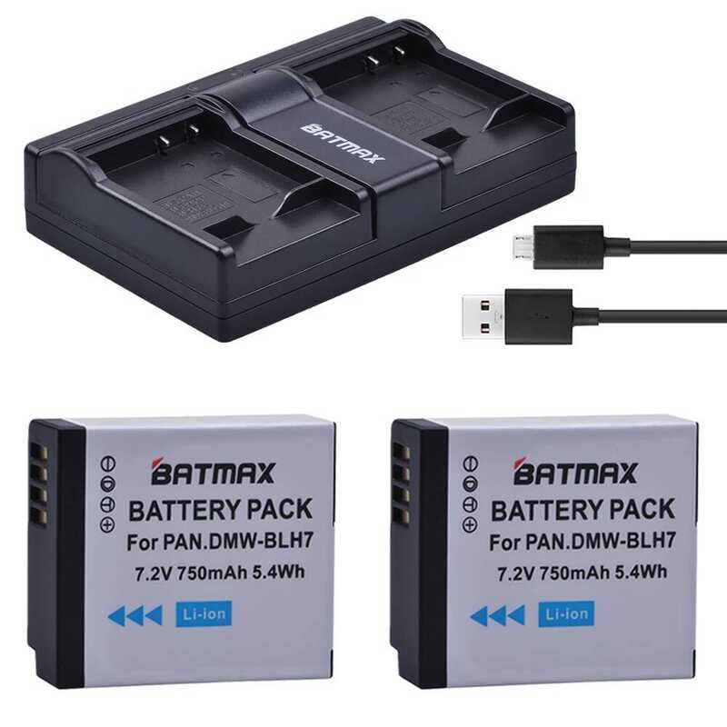 ▥ 2ชิ้นdmw-Blh7 Blh7 Dmw-Blh7pp Dmw-Blh7eแบตเตอรี่+คู่usbชาร์จ Lumix Dmc-Gm5, Dmc-Gf7,