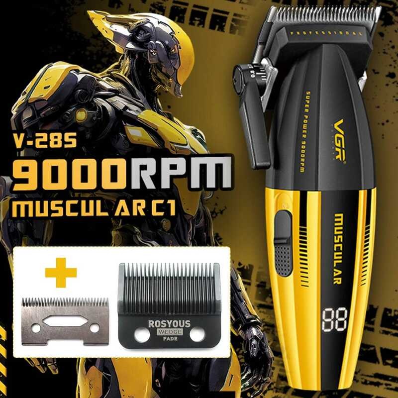 VGR V-285 9000RPM Professional ต่อสําหรับชายจอแสดงผล LED DLC ไร้สายเซรามิคใบมีดผม Trimmer ตัดผม hine