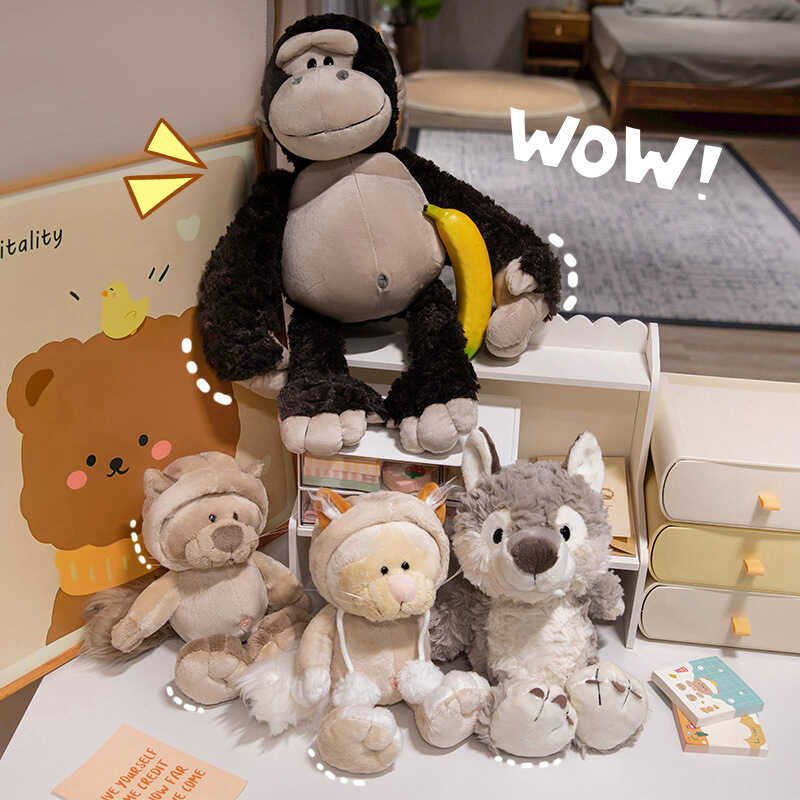 Influencer Tanuki Black King Kong Pooh Wolf Plush ของเล่นคว้าเครื่องตุ๊กตาโยนของขวัญเด็ก Companion ต