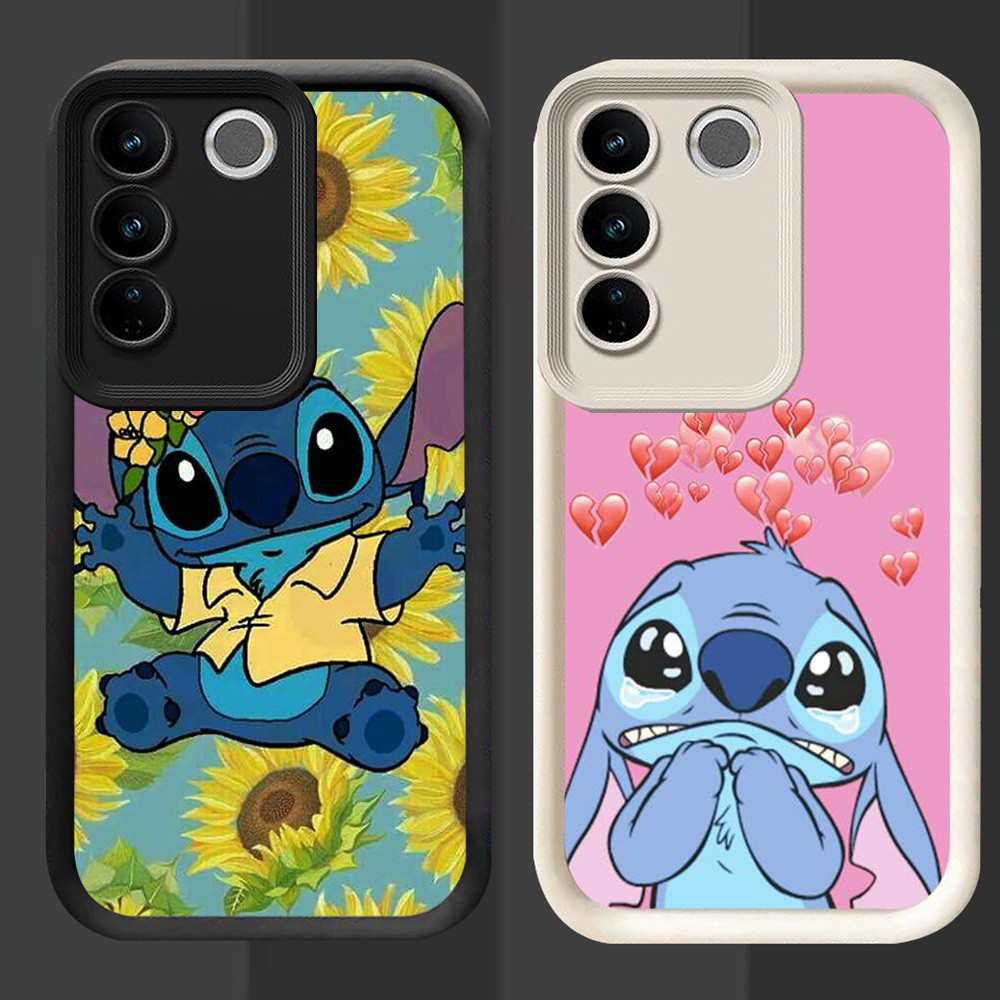 R102 Stitch Casing สําหรับ VIVO V29E Y81 Y81s V29 Pro Y100 สีดําและสีขาว