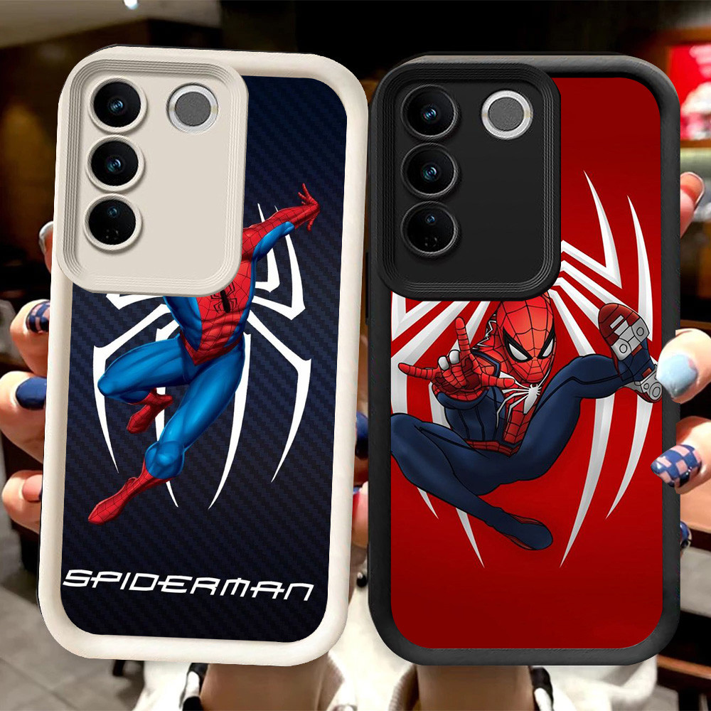 R73 เคส Spiderman สําหรับ VIVO V29E Y81 Y81s V29 Pro Y100 สีดําและสีขาว