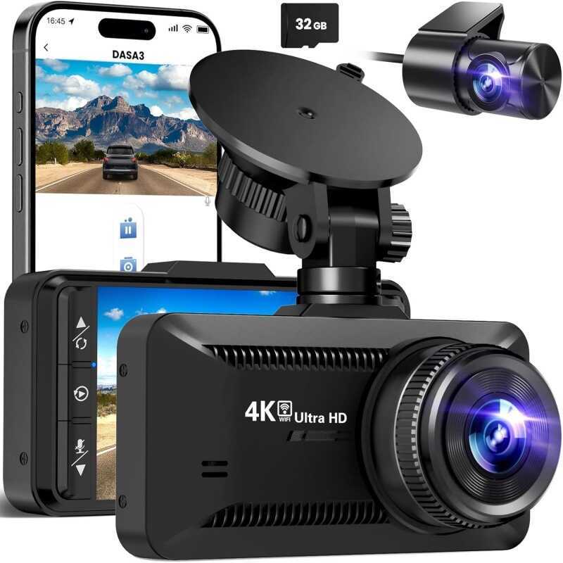 เครื่องบันทึกการขับขี่ 4K HD Video WiFi กล้องคู่ HD Night Vision Enhanced การตรวจสอบ 24 ชั่วโมง