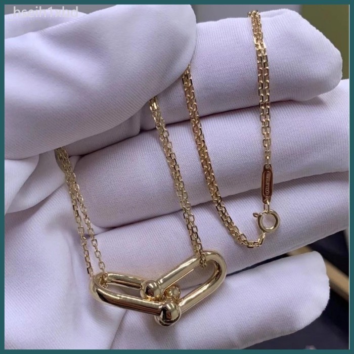Pick Hit 2.24gram】️COD 18k SAUDI GOLD BEST SELLER】T*/ Double U-shaped Necklace 18k Gold