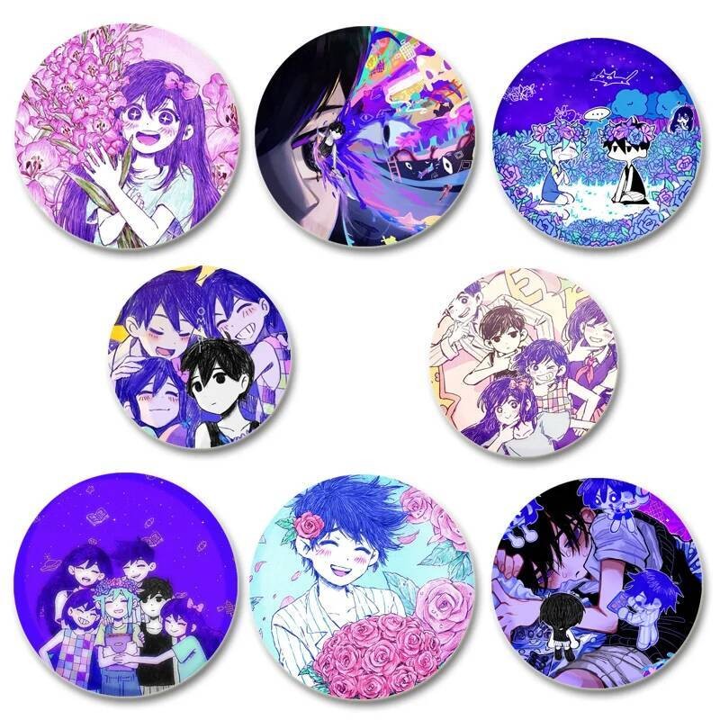 32/44/58 มม.อะนิเมะ RPG Omori รอบ Pins การ์ตูนป้ายคอสเพลย์ HD พิมพ์ Handmade เข็มกลัดสําหรับกระเป๋าเ