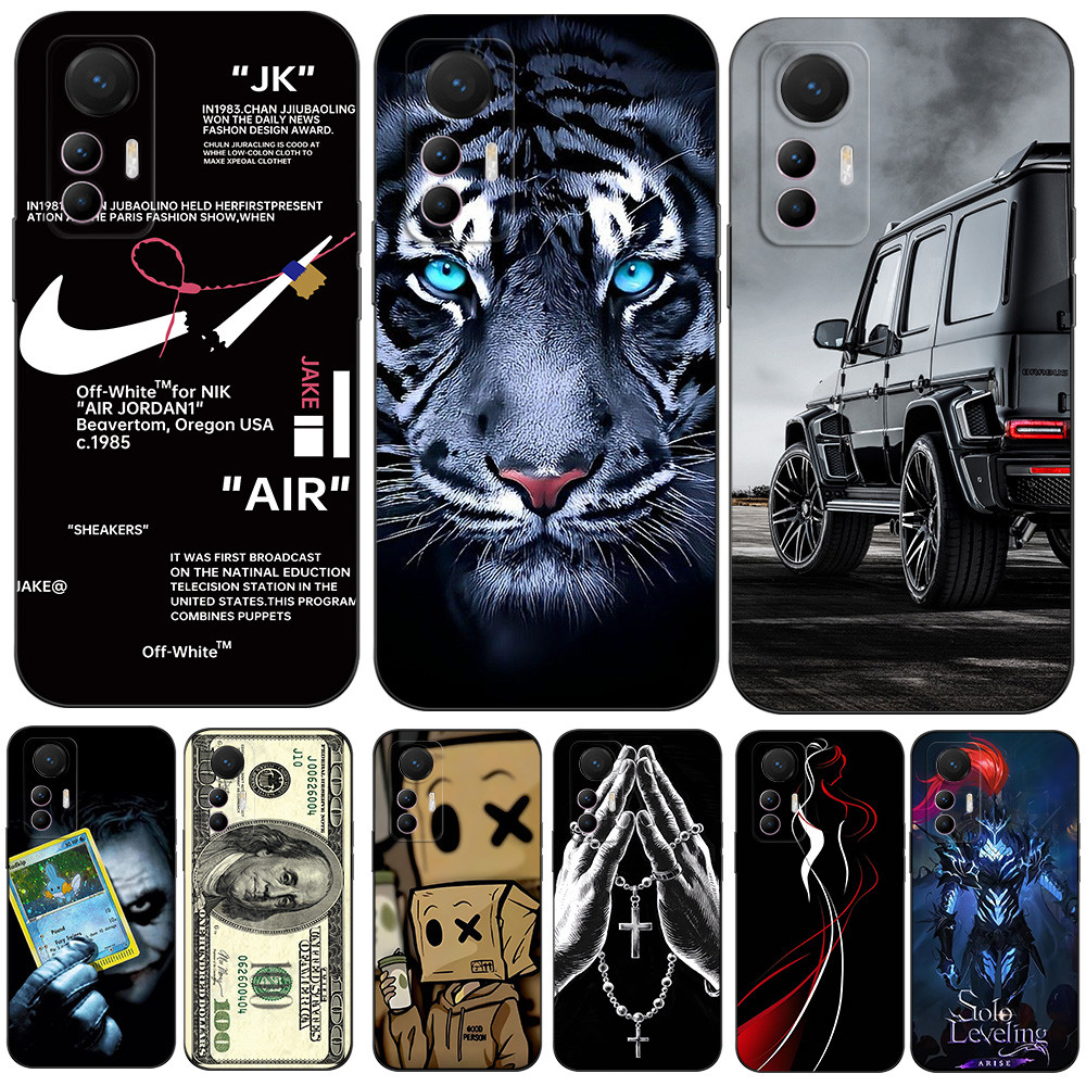 เคสสําหรับ Xiaomi 12 lite 6.5 นิ้วซิลิคอนโทรศัพท์ฝาหลังสีดําTpuกรณีสีดํารูปแบบรถเสือเงินdollarตลก