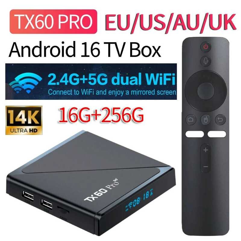 ▥ Tx60 PRO Android 16 กล่องสมาร์ททีวีallwinner H313 Quad Core 2.4G/5G Dual Wifi6 Media