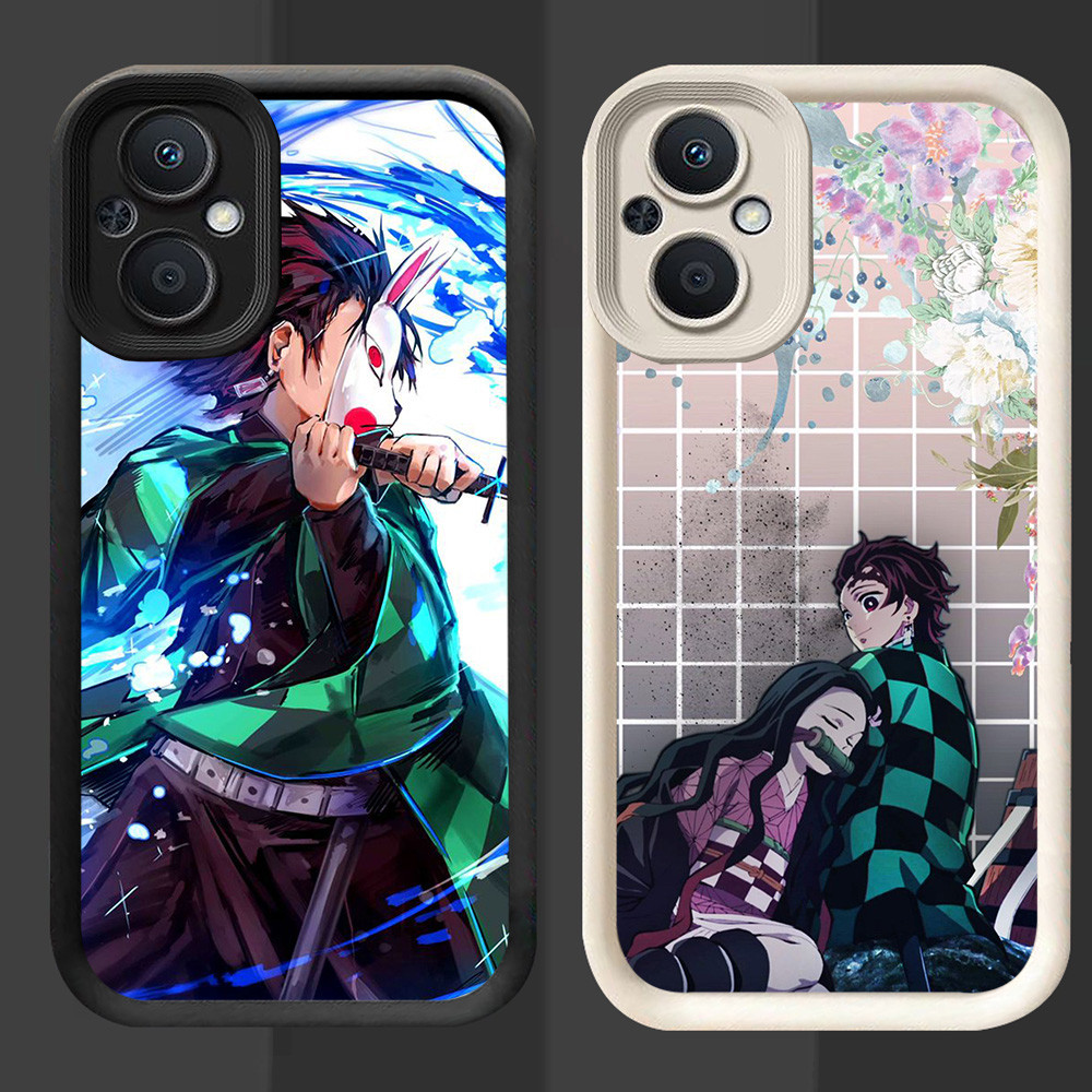 R63 Demon Slayer Casing สําหรับ OPPO Reno 8Z 7 7Z 8 Lite 5G สีดําและสีขาว