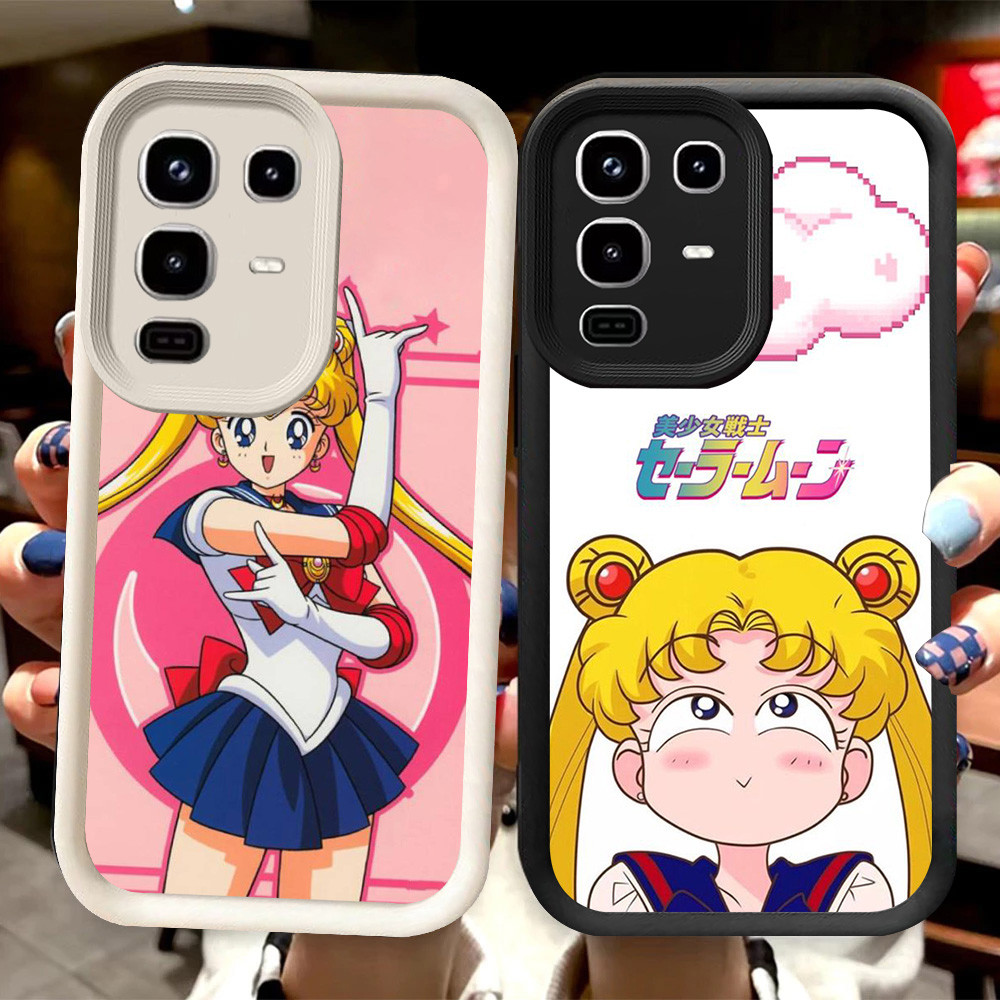 R98 ปลอกเซเลอร์มูนสําหรับ Infinix Note 50 50S 50X Pro 5G สีดําและสีขาว