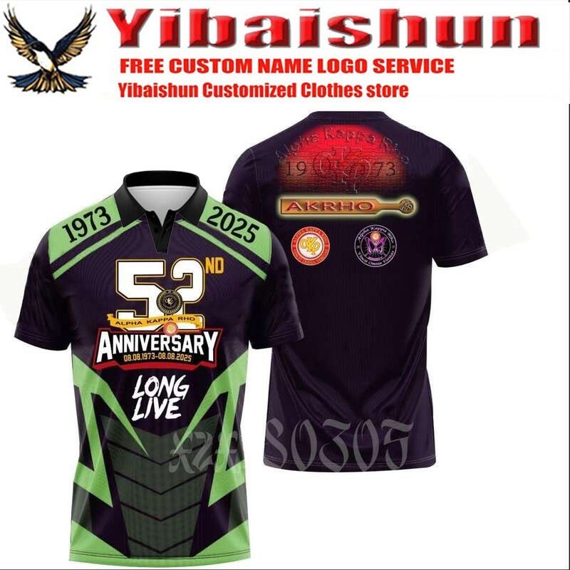 "Mysterous Black Gold Style Alpha Kappa Rho 52nd Anniversary 3D Full color Sublimation T - shirt: คว
