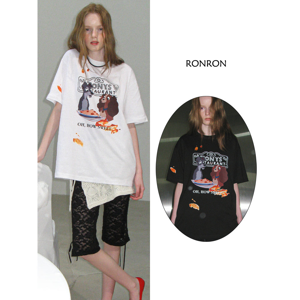 (จัดส่งตลอด 24 ชั่วโมง）OOOK Officialเสื้อยืดแขนสั้นพิมพ์ลายสุนัขน่ารัก