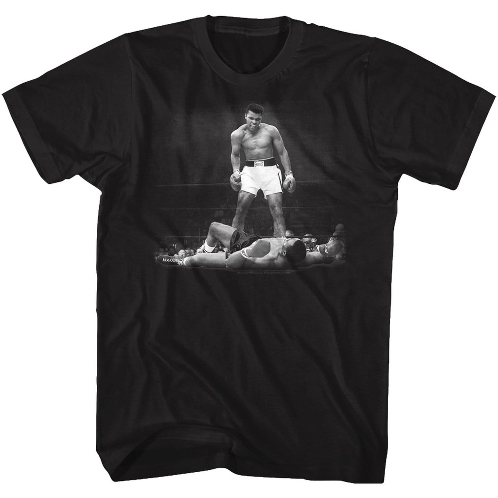 Muhammad Ali Ali Over Liston Classic Black Adult T-Shirt เสื้อยืดกีฬาผู้ชาย