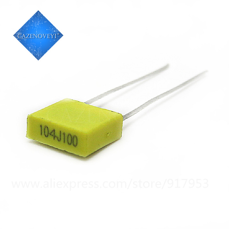 20 ชิ้น 100NJ100 ตัวเก็บประจุแก้ไข 100V104J 100NF 0.1UF 100V 104J 5mmPolypropylene ความปลอดภัยฟิล์มพ