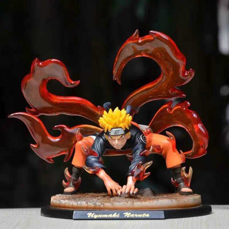 C Naruto Four-Tailed Naruto Uzumaki Tatue Model Desop Decoration GK Collection Handmade Model Anime