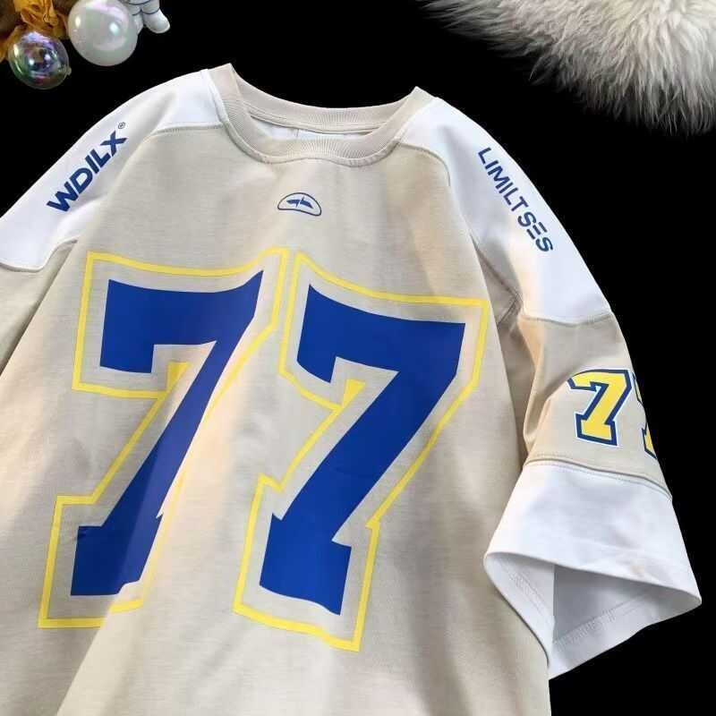 C American 77 Ice Hockey Football Jersey T- Shorts Men, Trendy Basketball Baseball Jersey Short Sle