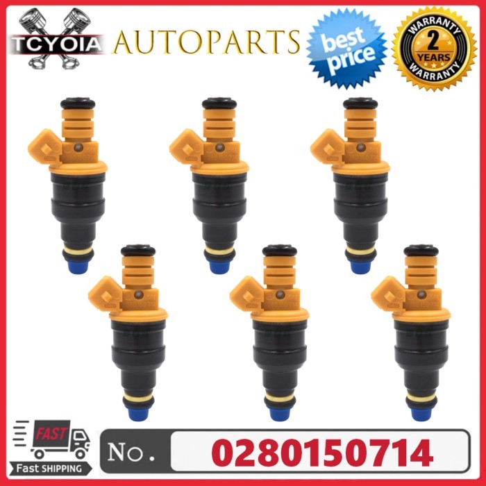 6pcs/lot Fuel Injectors 0280150714 for BMW 1986-1993 535i 1986-1993 735i 735iL 635C 635i 3.5L l6