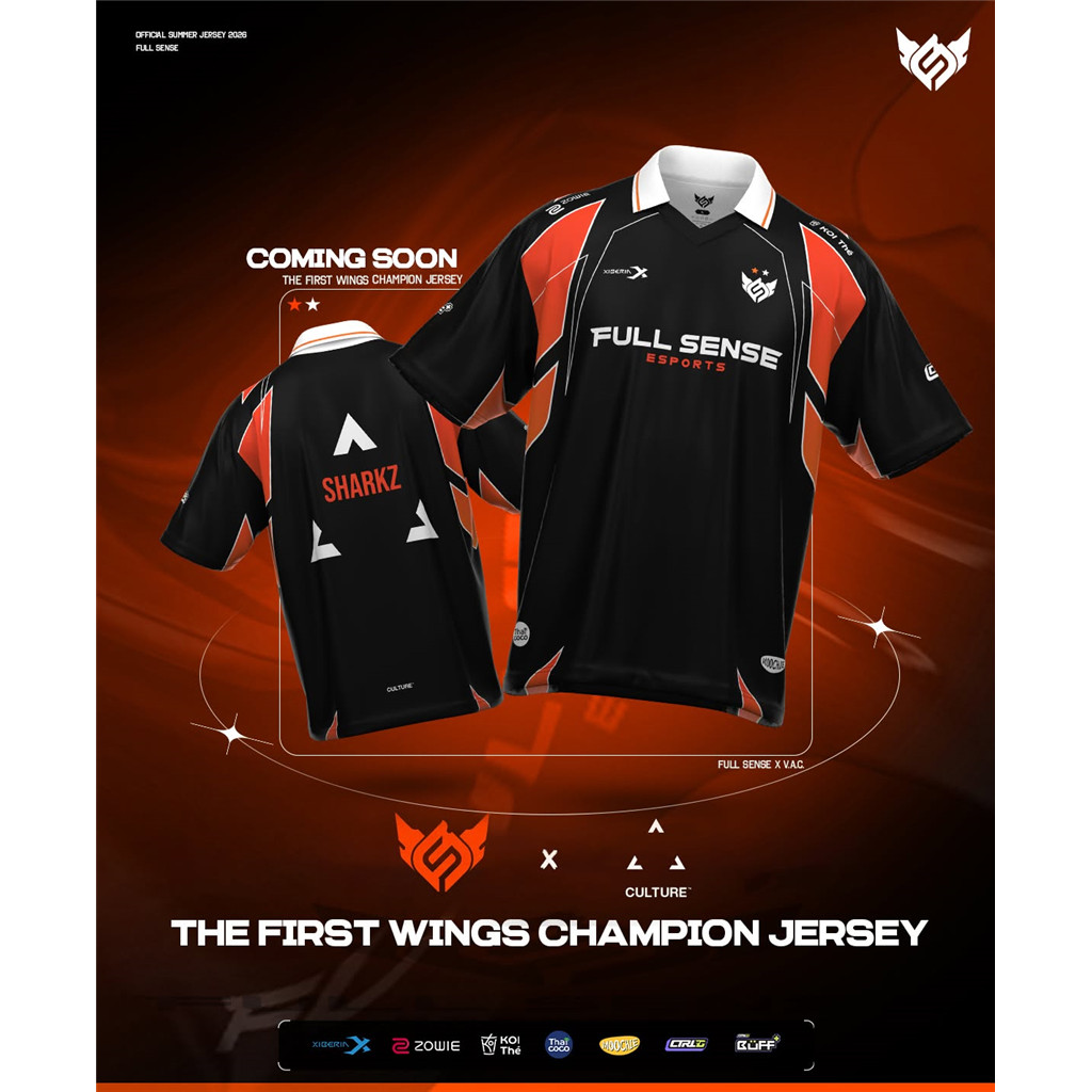 2026 Full Sense Esports Team Black And Orange Polo Collar Champion Limited Edition Jersey