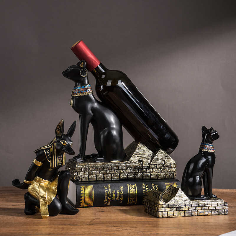 Egypt Best Cat Wine Rack Anubis God Wine Rack Bar Wine Seat Crafts Jewelry