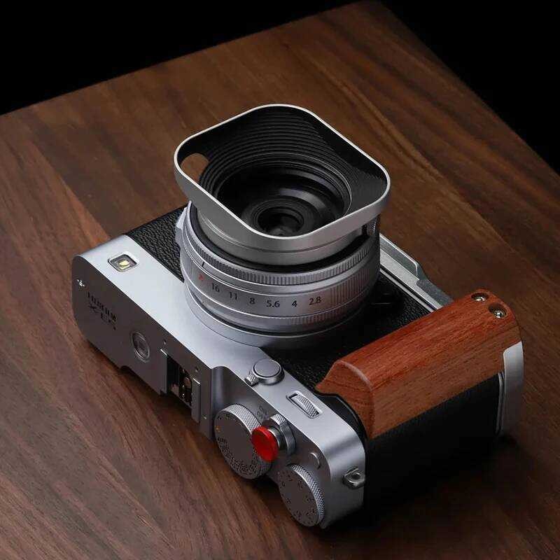 Haoge Sqret สําหรับ Fujifilm XF23mm F2.8 R WR เลนส์ฮูด Sier ,พร้อมฝาครอบโลหะบน Fuji X-E5