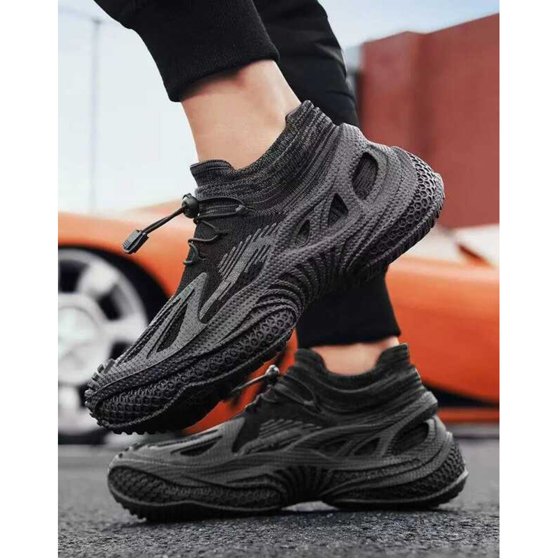 C Black Breathable Thick Platform Mesh Upper Man Casual Sneaker Trend 2025 Simple Korean Jogging Ou