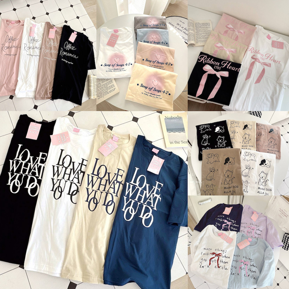 t รวมเสื้อยืดโอเวอร์ไซส์ Oversize ป้าย simple summer หลายลาย รอบอก 44"100%cotton