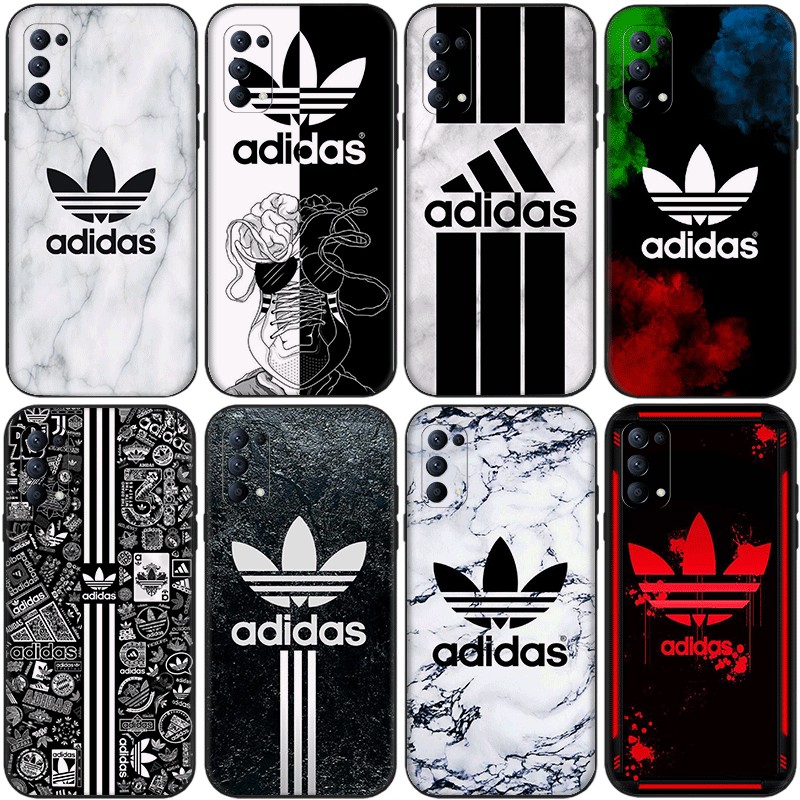 F69 ไอเดียแบรนด์อินเทรนด์ Adidas สําหรับ OPPO F17 F19 F1 R9 Pro Plus A74 R9S TPU Spot พลาสติกสีดํากร