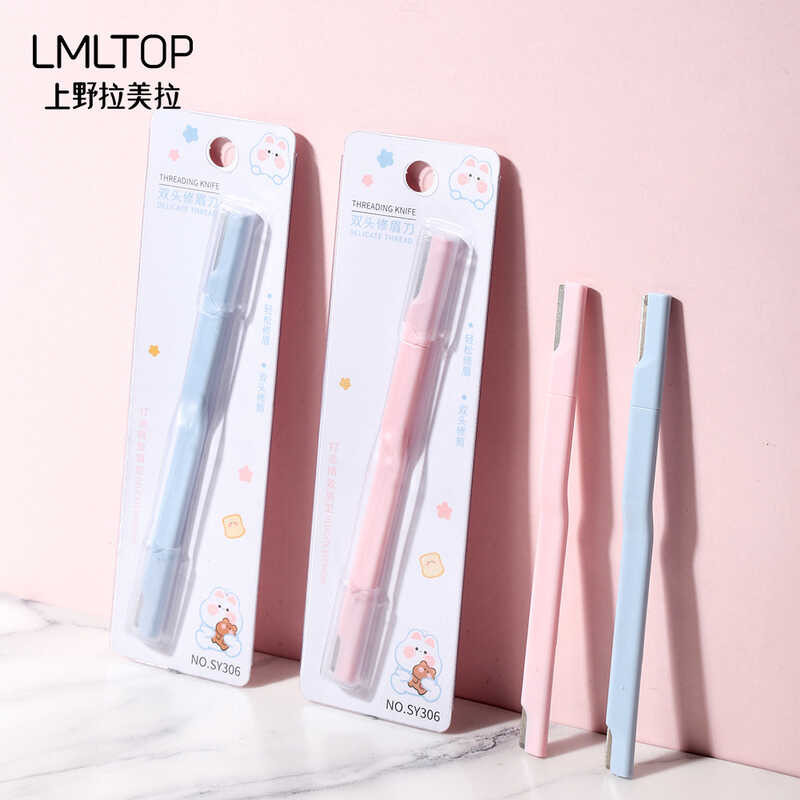 LMLTOP การ์ตูน Double-Headed Eyebrow Trimmer สแตนเลส Macro Eyebrow Trimmer เริ่มต้น Eyebrow Trimmer 