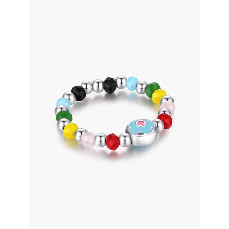 MODIAN MODIAN S เงินสเตอร์ลิง Dopamine แหวนดอกไม้เย็นหวานหญิง Niche แหวนลูกปัดสีระดับไฮเอนด์