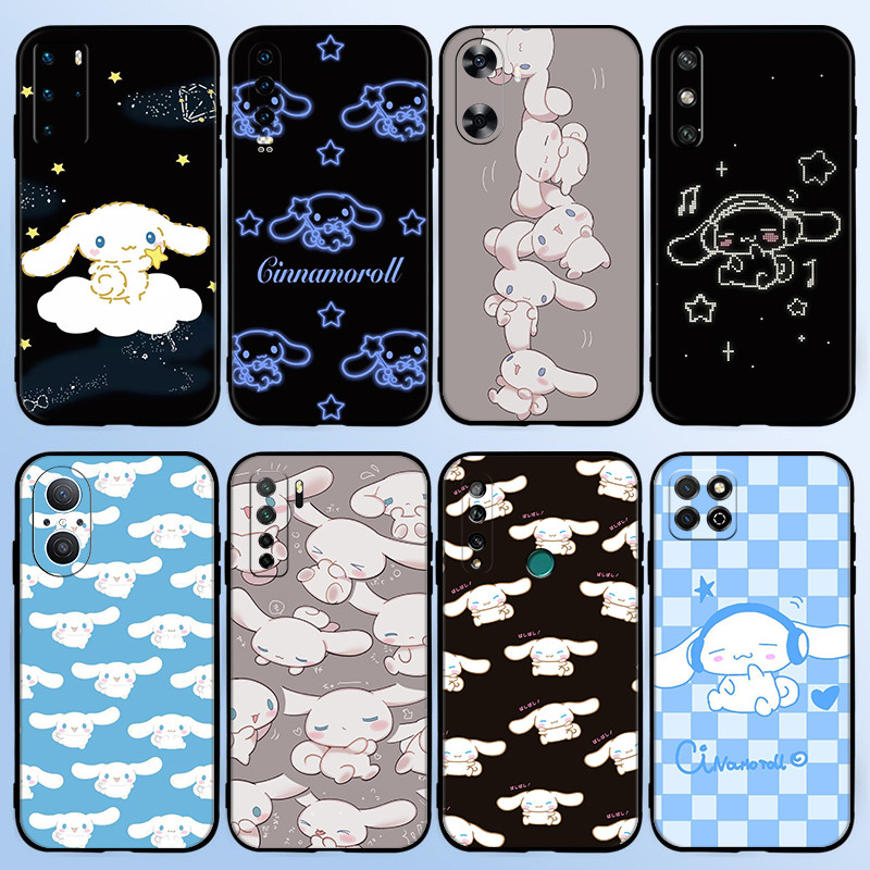 R-7 น่ารักการ์ตูน Cinnamoroll สําหรับ Huawei P30 Pro Lite Y5P Y6P Y7A Y8P TPU นุ่มสีดําป้องกันกรณี