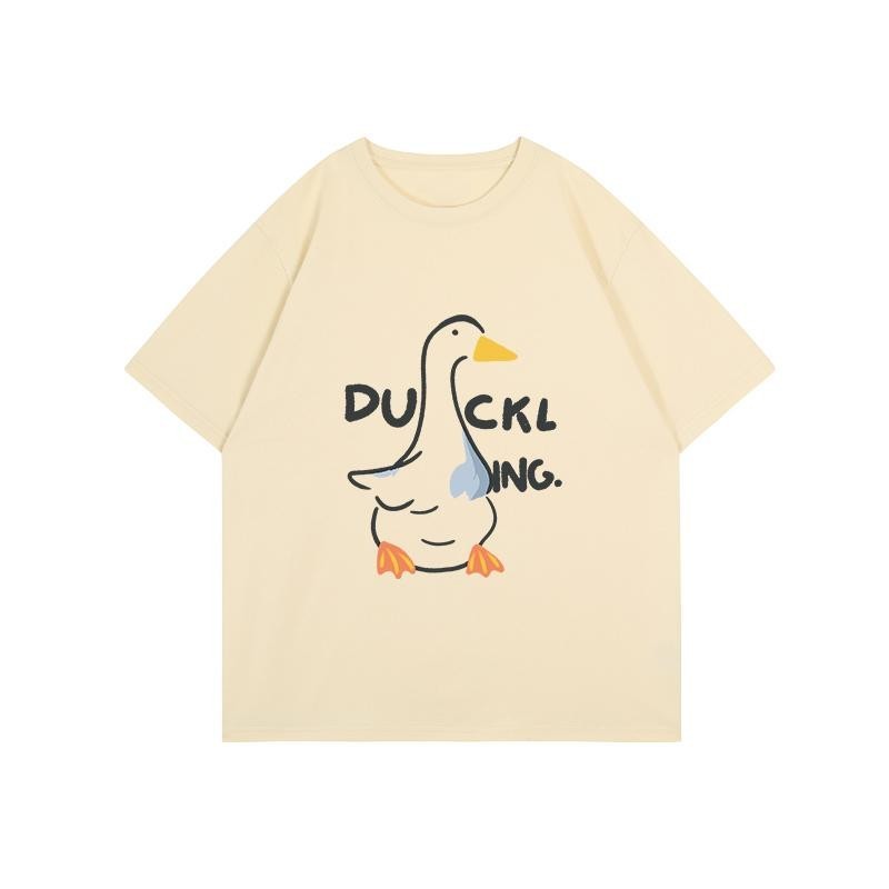 Papaya เสื้อยืด Oversize ลาย "Duckling" เสื้อผ้าแฟชั่นเกาหลี สไตล์ลำลองน่ารัก เสื้อยืดผู้หญิง ใส่สบ