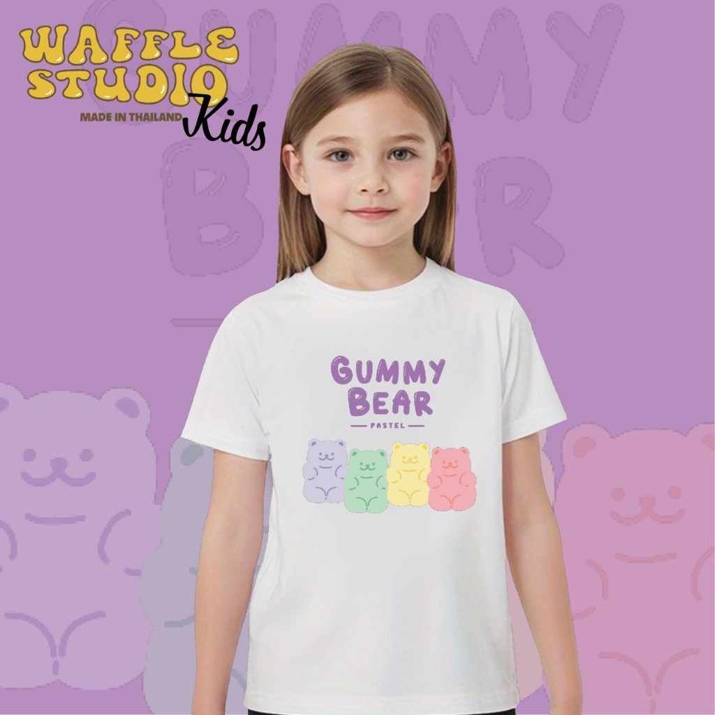 [ ส่งฟรี  ] KD0023 เสื้อเด็ก เสื้อยืดเด็ก เสื้อยืด  ผ้า Cotton 100% WAFFLE STUDIO