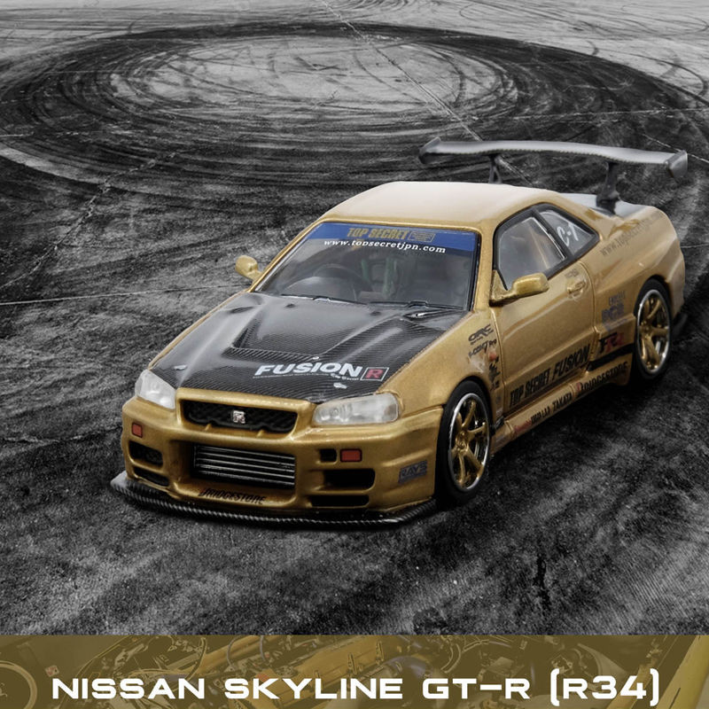 Nissan Nisan GT-R R34 TOP SECRET Performance Modification INNO 1: 64 โมเดลรถโลหะผสมทอง