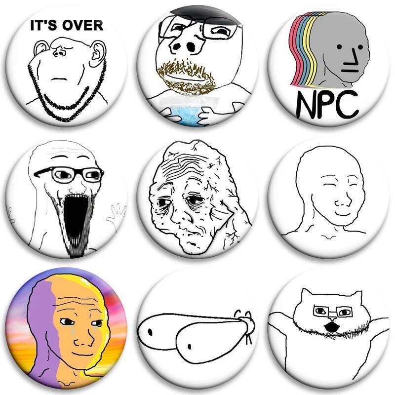 32/50/58 มม.Creative Badge Wojak Soyjak Its Over ตลก Meme นุ่มปุ่ม Pins ยิ้ม Wholesome สนุกเข็มกลัดส