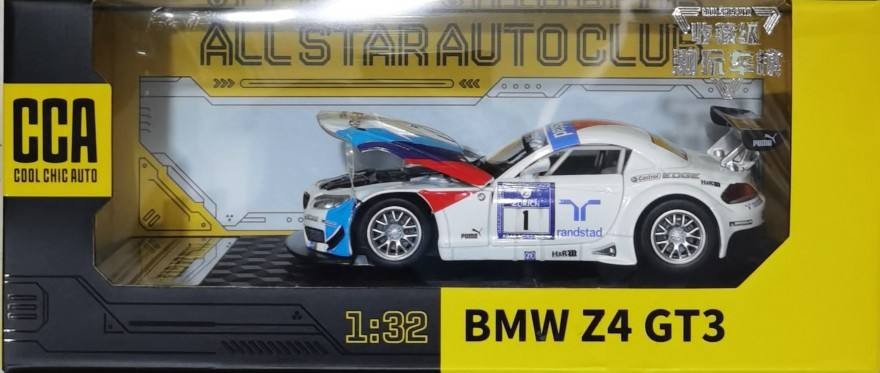 ไฟเสียงดึงกลับ 1: 32 BMW BMW Z4 GT3 Racing Sports Car Metal Alloy Car Model Toy