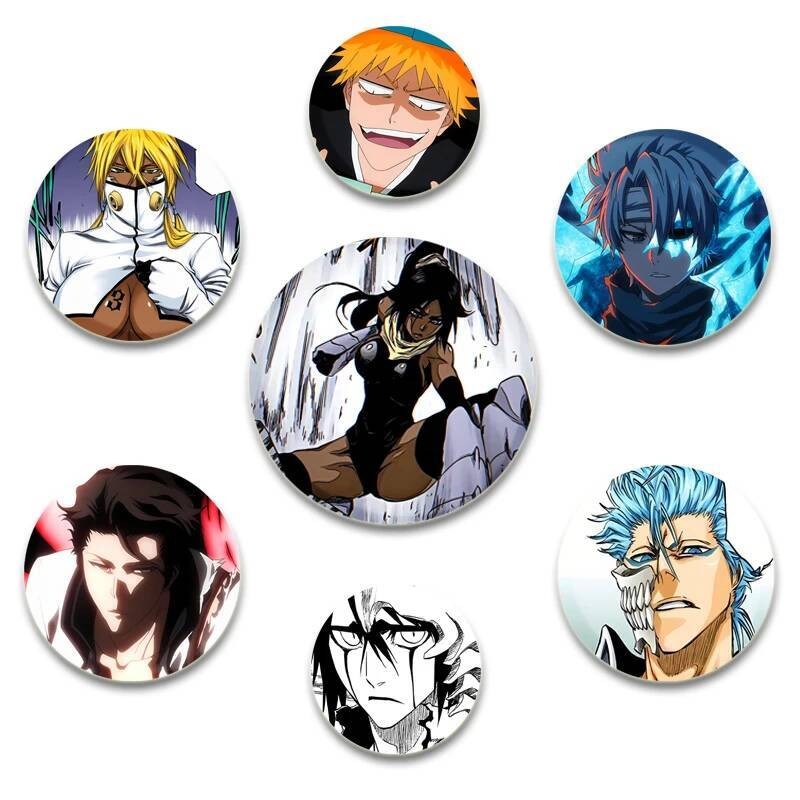 พินอนิเมะ Bleach ขนาด 58 มม. ทำจากแผ่นเหล็ก สำหรับกระเป๋าเป้ตกแต่งและสะสม