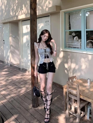 เสื้อชั้นในสตรีลูกไม้สีดําผู้หญิงฤดูร้อนเลเยอร์ลูกไม้ขึ้นลายจุดชุดสองชิ้น
