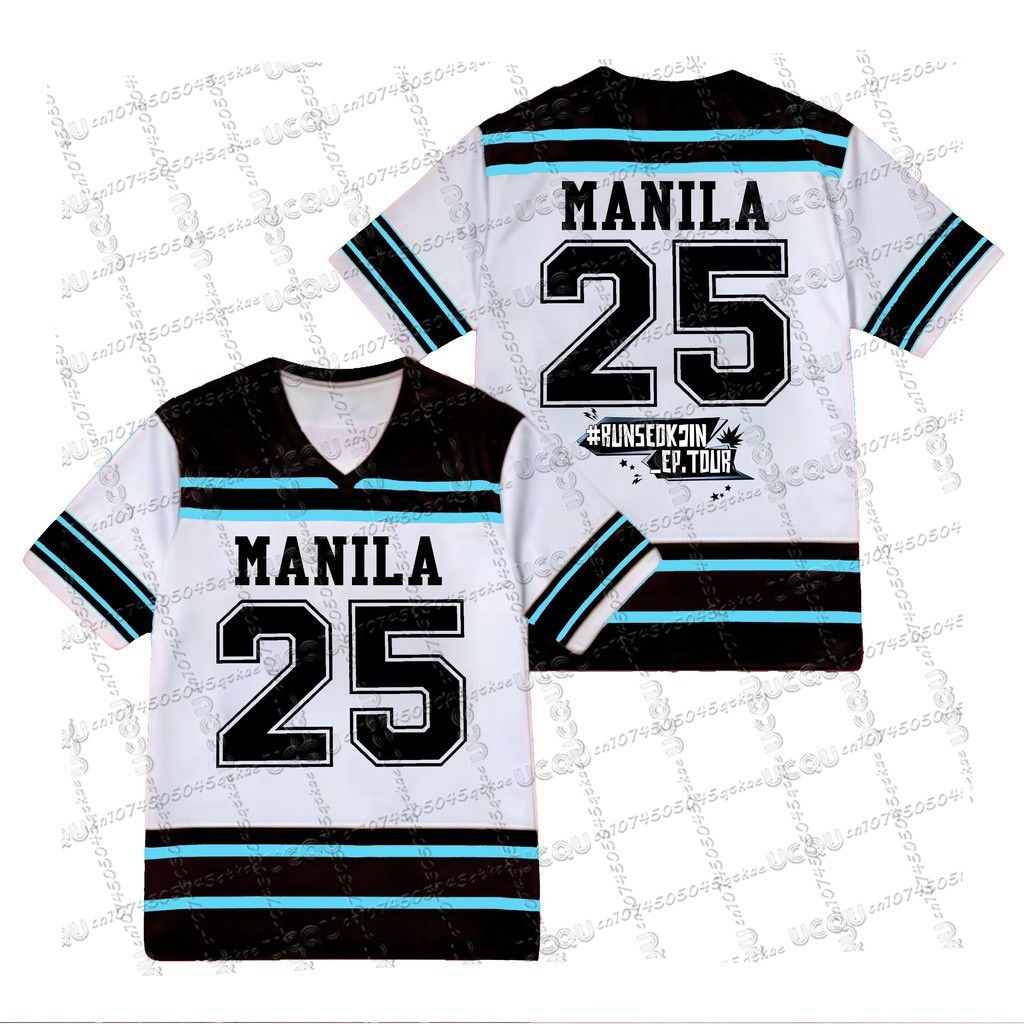 Summer New Runseokjin Ep. Tour Sportswear Jersey T-Shirt Loose Fashion Short Sleeved Womens Casual V