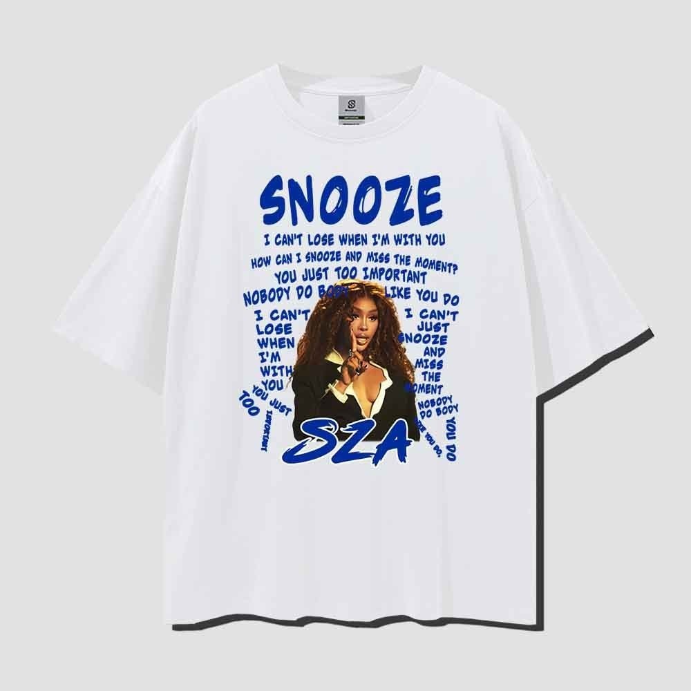 ใหม่ เสื้อยืด ขนาดใหญ่ พิมพ์ลาย Sza Snooze สไตล์วินเทจ